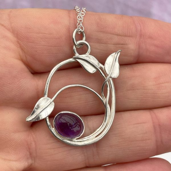 Amethyst Leaf Pendant