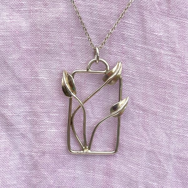 Entwined Leaves handcrafted Silver Pendant - Image 2