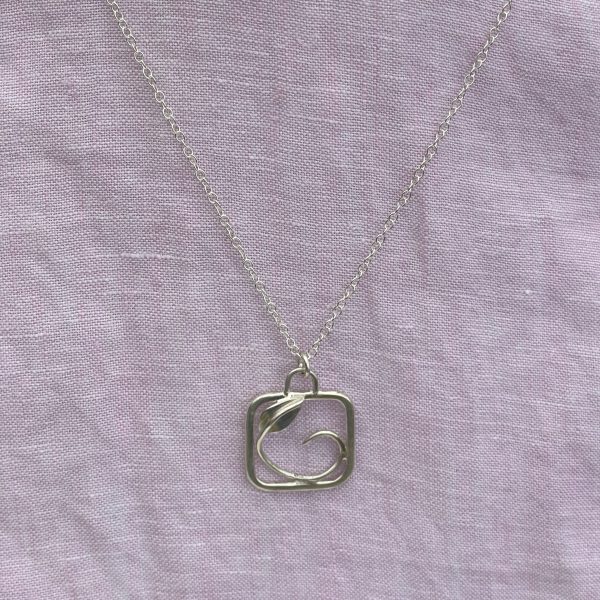 Minimalist Art Nouveau Sterling Silver Leaf Necklace - Image 3