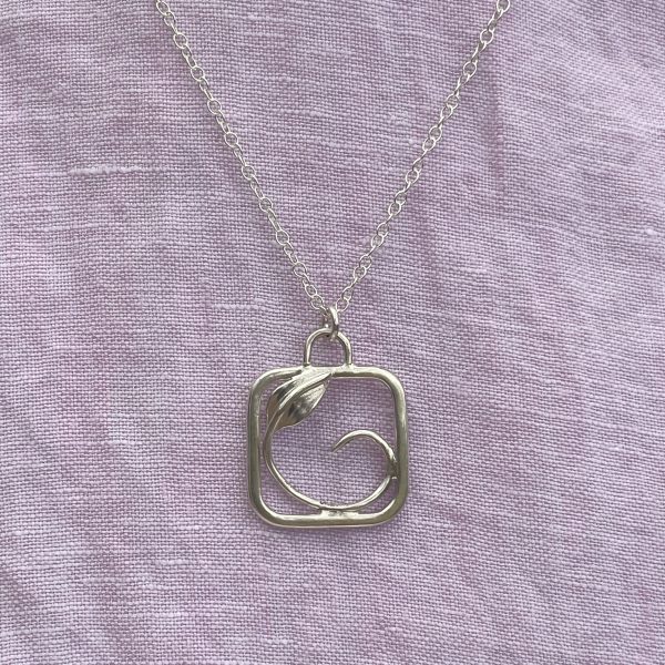 Minimalist Art Nouveau Sterling Silver Leaf Necklace - Image 4