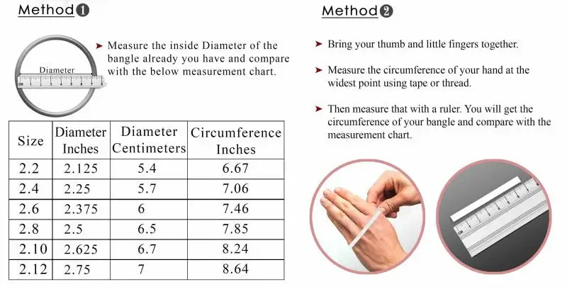 Bangle Size chart