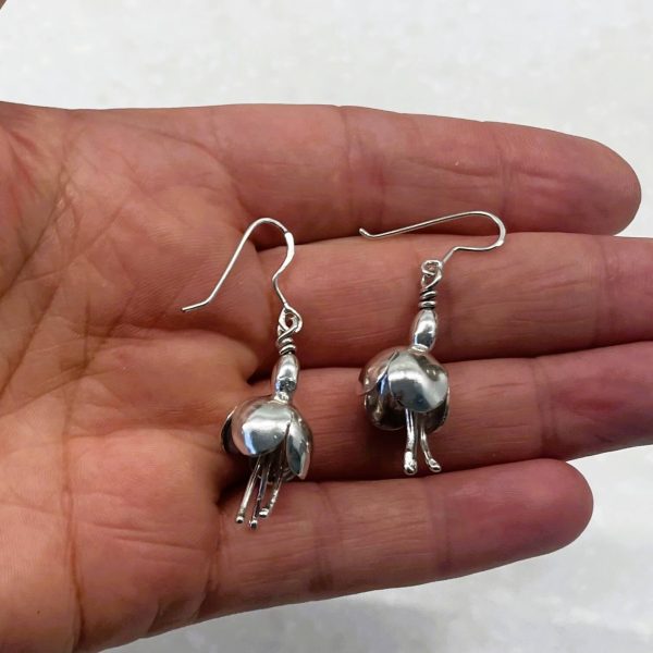 Silver Flower Drop Earrings
