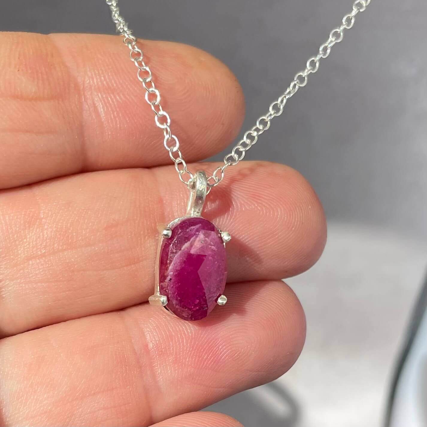 Silver ruby necklace